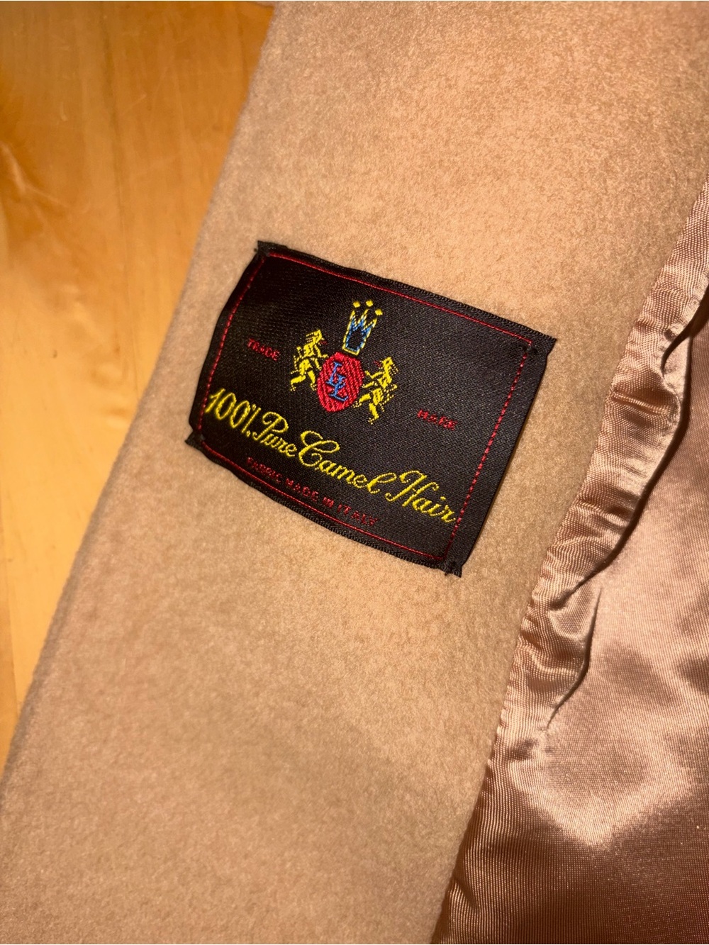 Larry Levine Camel Single-Breasted Wool Blend Pea Coat - Picture 3 of 3